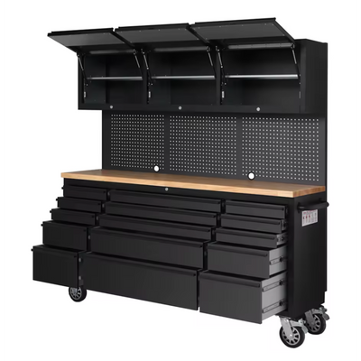 Tool Storage Workstation Built to Organize Heavy Tools, 18-Gauge Steel Frame, 200cm Length, 15 Soft-Close Drawers