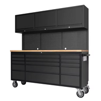Tool Storage Workstation Built to Organize Heavy Tools, 18-Gauge Steel Frame, 200cm Length, 15 Soft-Close Drawers