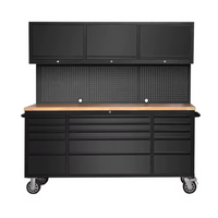 Tool Storage Workstation Built to Organize Heavy Tools, 18-Gauge Steel Frame, 200cm Length, 15 Soft-Close Drawers