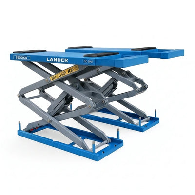 Automotive Scissor Lift Built for Professional Use, 5500kg Capacity, Twin Hydraulic System, Low Profile Design